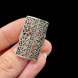 Sterling silver and marcasite ring